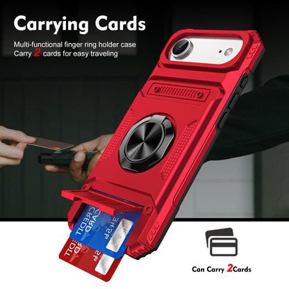 For iPhone Air TPU+PC Shockproof Card Phone Case with Metal Ring Holder(Red) - iPhone Air Cases by buy2fix | Online Shopping UK | buy2fix