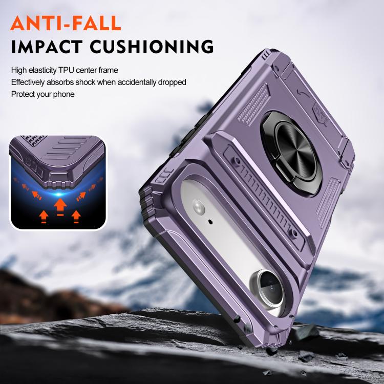 For iPhone Air TPU+PC Shockproof Card Phone Case with Metal Ring Holder(Purple) - iPhone Air Cases by buy2fix | Online Shopping UK | buy2fix