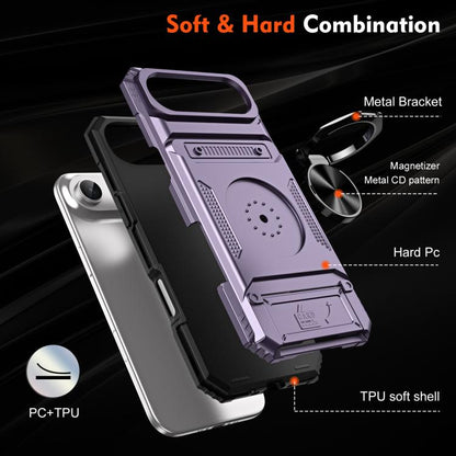 For iPhone Air TPU+PC Shockproof Card Phone Case with Metal Ring Holder(Purple) - iPhone Air Cases by buy2fix | Online Shopping UK | buy2fix