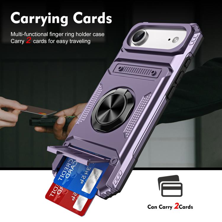 For iPhone Air TPU+PC Shockproof Card Phone Case with Metal Ring Holder(Purple) - iPhone Air Cases by buy2fix | Online Shopping UK | buy2fix