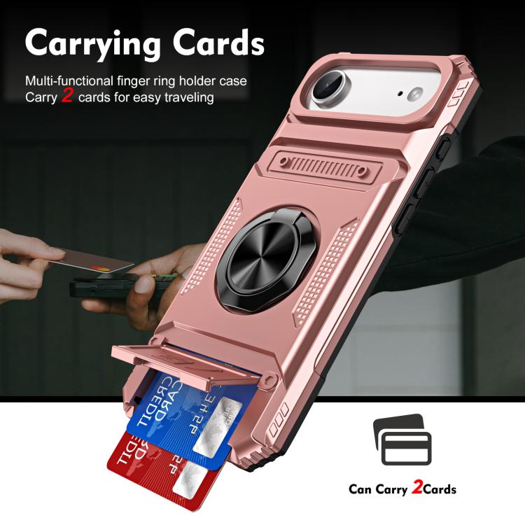 For iPhone Air TPU+PC Shockproof Card Phone Case with Metal Ring Holder(Rose Gold) - iPhone Air Cases by buy2fix | Online Shopping UK | buy2fix