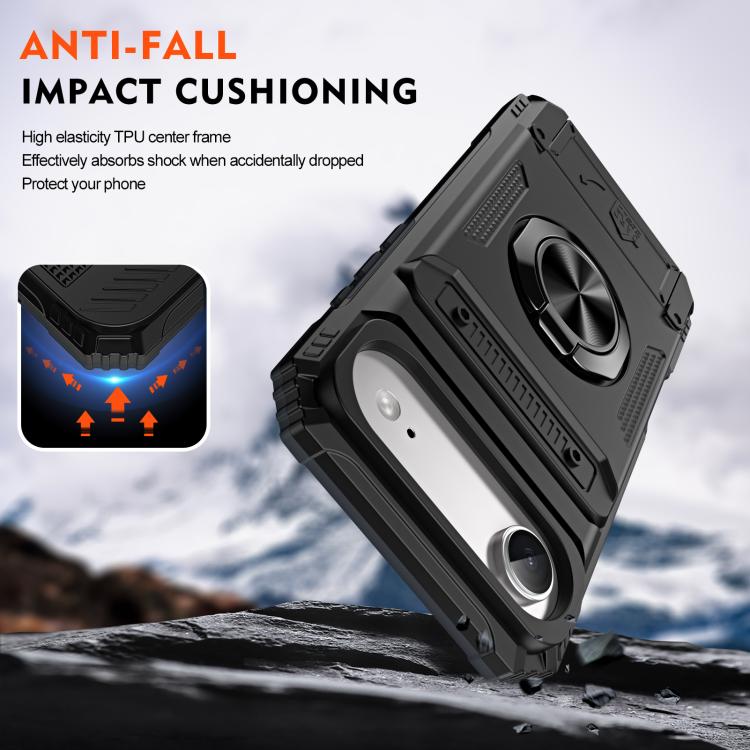 For iPhone Air TPU+PC Shockproof Card Phone Case with Metal Ring Holder(Black) - iPhone Air Cases by buy2fix | Online Shopping UK | buy2fix