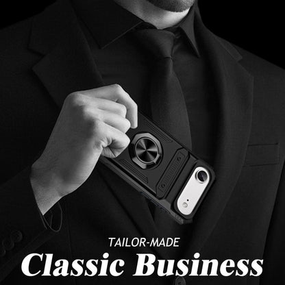 For iPhone Air TPU+PC Shockproof Card Phone Case with Metal Ring Holder(Black) - iPhone Air Cases by buy2fix | Online Shopping UK | buy2fix