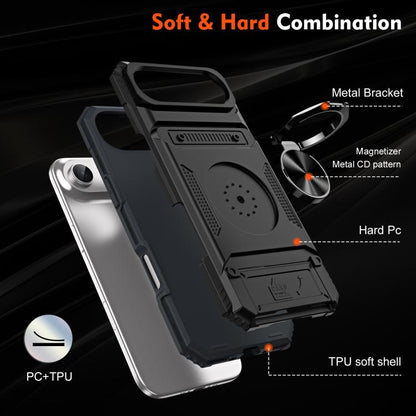 For iPhone Air TPU+PC Shockproof Card Phone Case with Metal Ring Holder(Black) - iPhone Air Cases by buy2fix | Online Shopping UK | buy2fix