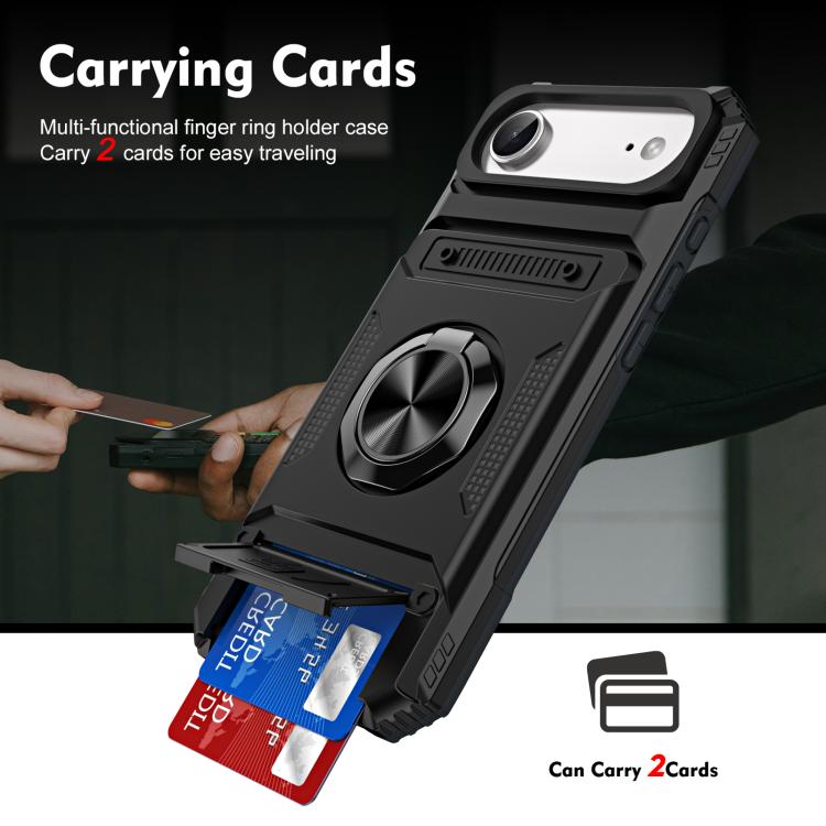For iPhone Air TPU+PC Shockproof Card Phone Case with Metal Ring Holder(Black) - iPhone Air Cases by buy2fix | Online Shopping UK | buy2fix