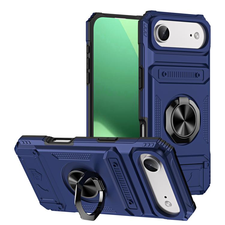 For iPhone Air TPU+PC Shockproof Card Phone Case with Metal Ring Holder(Blue) - iPhone Air Cases by buy2fix | Online Shopping UK | buy2fix
