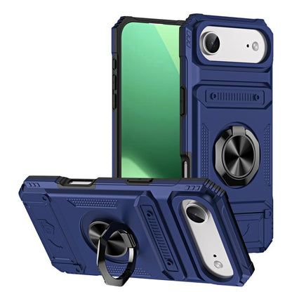 For iPhone Air TPU+PC Shockproof Card Phone Case with Metal Ring Holder(Blue) - iPhone Air Cases by buy2fix | Online Shopping UK | buy2fix
