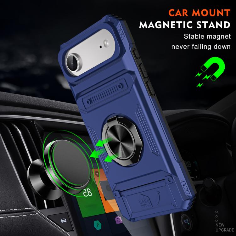 For iPhone Air TPU+PC Shockproof Card Phone Case with Metal Ring Holder(Blue) - iPhone Air Cases by buy2fix | Online Shopping UK | buy2fix