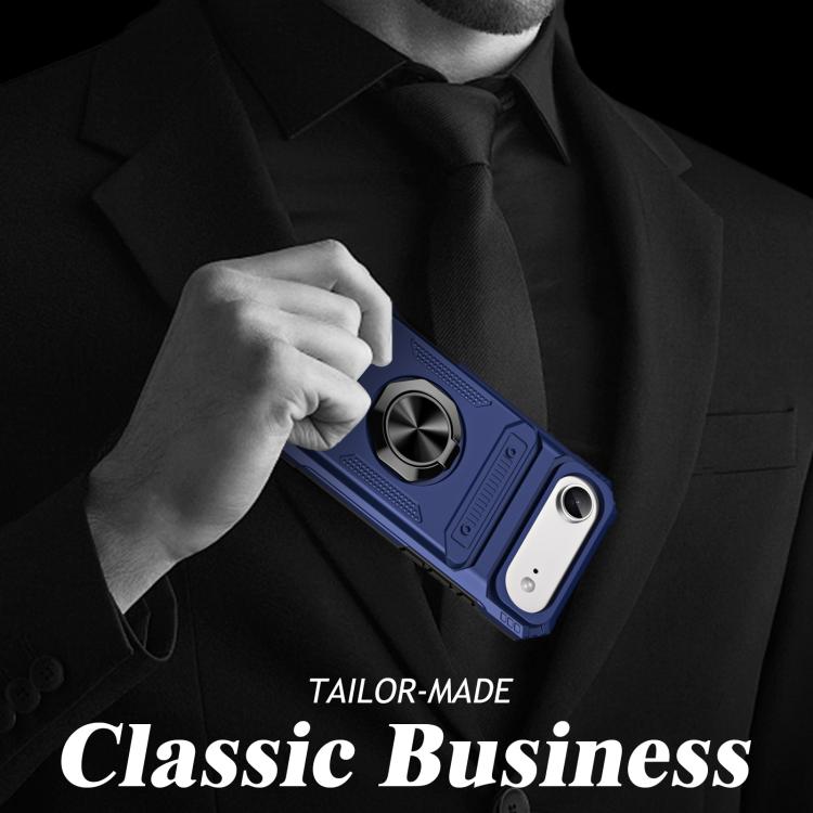 For iPhone Air TPU+PC Shockproof Card Phone Case with Metal Ring Holder(Blue) - iPhone Air Cases by buy2fix | Online Shopping UK | buy2fix