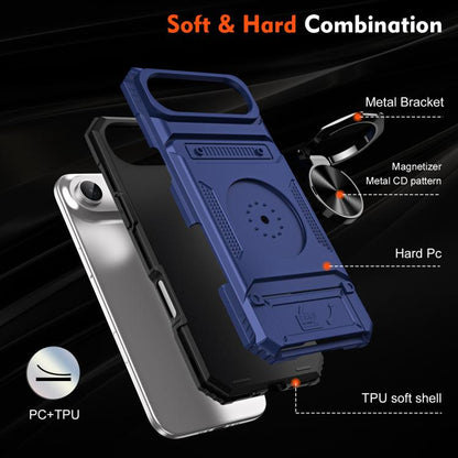 For iPhone Air TPU+PC Shockproof Card Phone Case with Metal Ring Holder(Blue) - iPhone Air Cases by buy2fix | Online Shopping UK | buy2fix