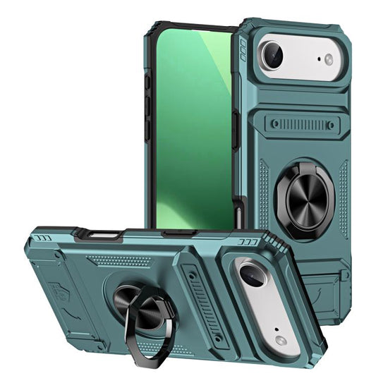 For iPhone Air TPU+PC Shockproof Card Phone Case with Metal Ring Holder(Green) - iPhone Air Cases by buy2fix | Online Shopping UK | buy2fix