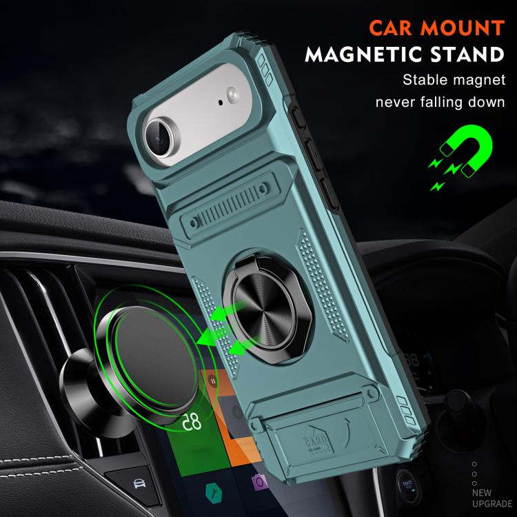 For iPhone Air TPU+PC Shockproof Card Phone Case with Metal Ring Holder(Green) - iPhone Air Cases by buy2fix | Online Shopping UK | buy2fix