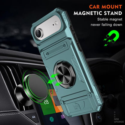 For iPhone Air TPU+PC Shockproof Card Phone Case with Metal Ring Holder(Green) - iPhone Air Cases by buy2fix | Online Shopping UK | buy2fix