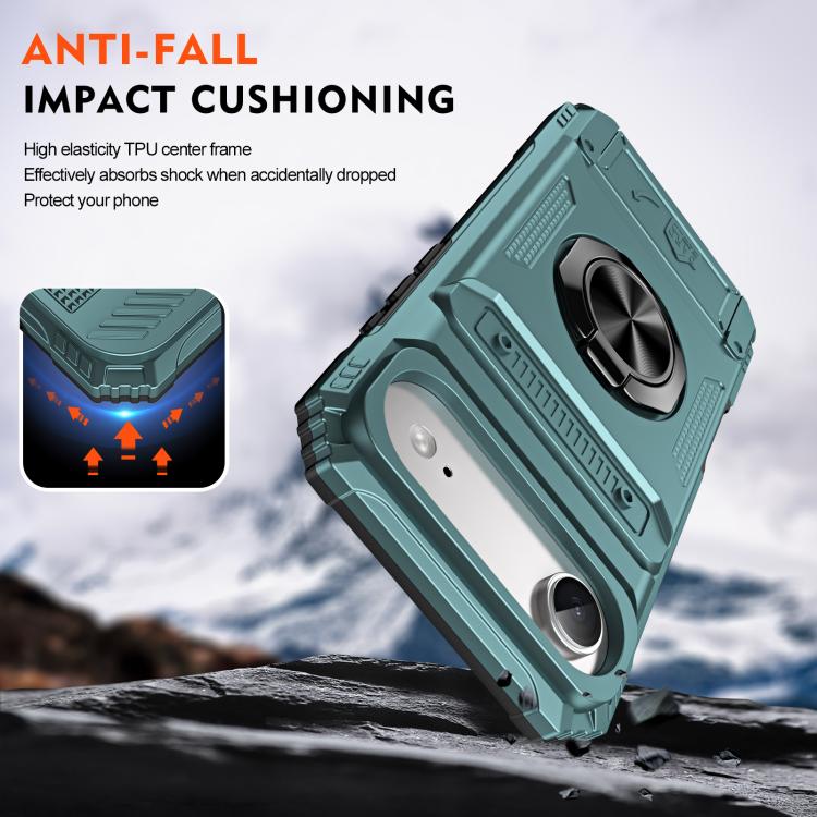 For iPhone Air TPU+PC Shockproof Card Phone Case with Metal Ring Holder(Green) - iPhone Air Cases by buy2fix | Online Shopping UK | buy2fix