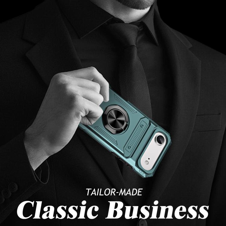 For iPhone Air TPU+PC Shockproof Card Phone Case with Metal Ring Holder(Green) - iPhone Air Cases by buy2fix | Online Shopping UK | buy2fix