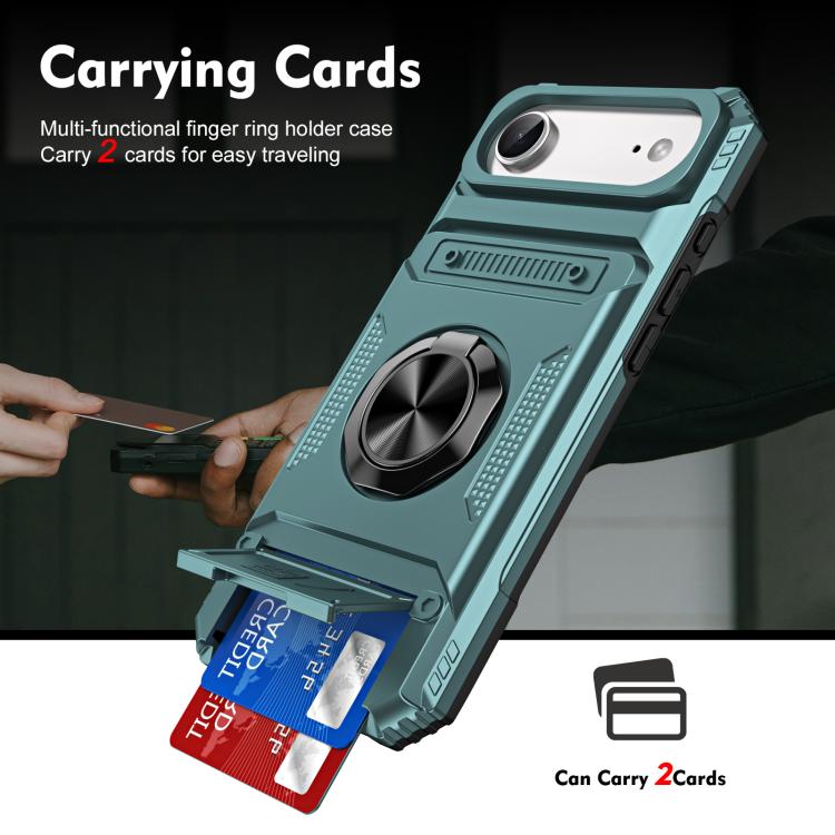For iPhone Air TPU+PC Shockproof Card Phone Case with Metal Ring Holder(Green) - iPhone Air Cases by buy2fix | Online Shopping UK | buy2fix