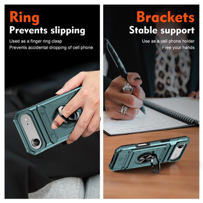 For iPhone Air TPU+PC Shockproof Card Phone Case with Metal Ring Holder(Green) - iPhone Air Cases by buy2fix | Online Shopping UK | buy2fix