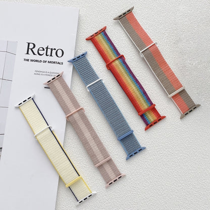 For Apple Watch Ultra 2 49mm Dual Hook and Loop Nylon Watch Band(Rainbow) by buy2fix
