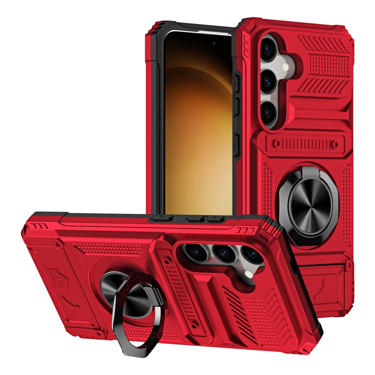 For Samsung Galaxy A15 5G TPU+PC Shockproof Card Phone Case with Metal Ring Holder(Red) by buy2fix