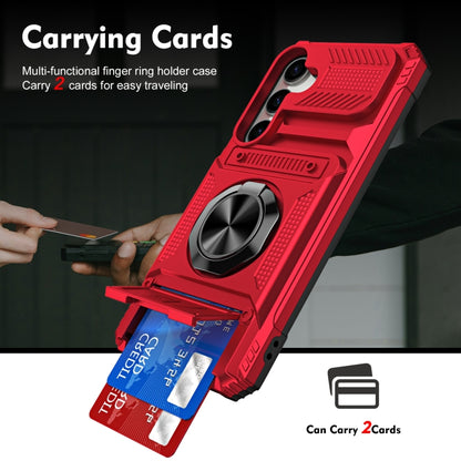 For Samsung Galaxy A15 5G TPU+PC Shockproof Card Phone Case with Metal Ring Holder(Red) by buy2fix