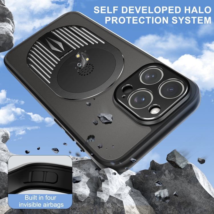 For iPhone 14 Heat Dissipation Aromatherapy MagSafe Holder Phone Case(Black) - iPhone 14 Cases by buy2fix | Online Shopping UK | buy2fix