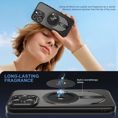 For iPhone 14 Heat Dissipation Aromatherapy MagSafe Holder Phone Case(Black) - iPhone 14 Cases by buy2fix | Online Shopping UK | buy2fix