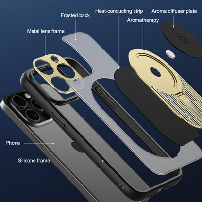 For iPhone 14 Heat Dissipation Aromatherapy MagSafe Holder Phone Case(Gold) - iPhone 14 Cases by buy2fix | Online Shopping UK | buy2fix