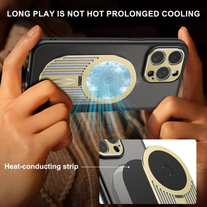 For iPhone 14 Heat Dissipation Aromatherapy MagSafe Holder Phone Case(Gold) - iPhone 14 Cases by buy2fix | Online Shopping UK | buy2fix