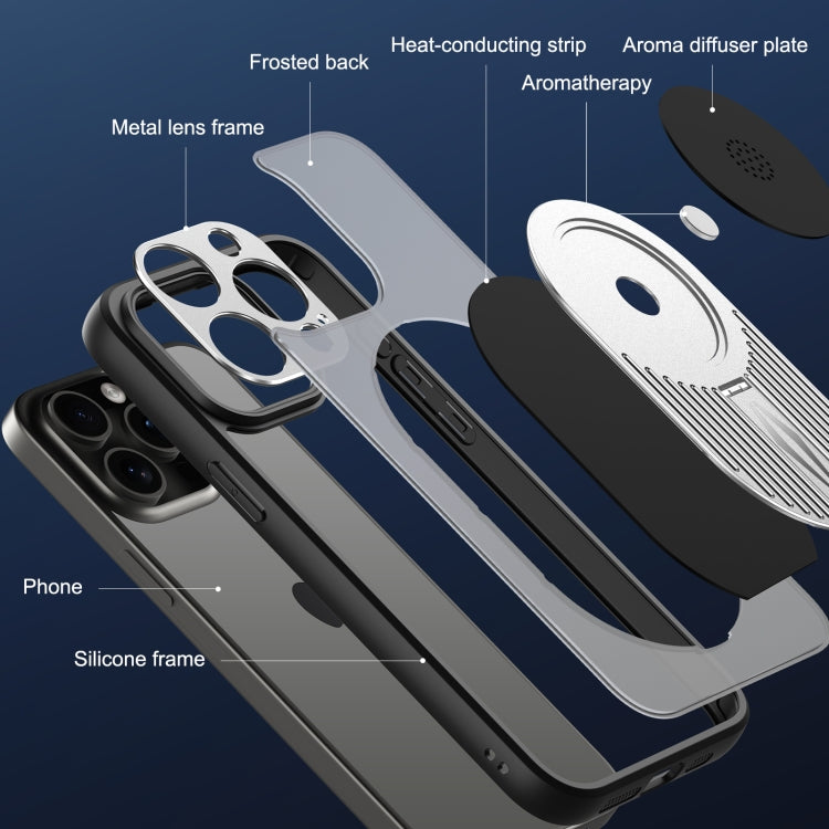 For iPhone 14 Heat Dissipation Aromatherapy MagSafe Holder Phone Case(Silver) - iPhone 14 Cases by buy2fix | Online Shopping UK | buy2fix