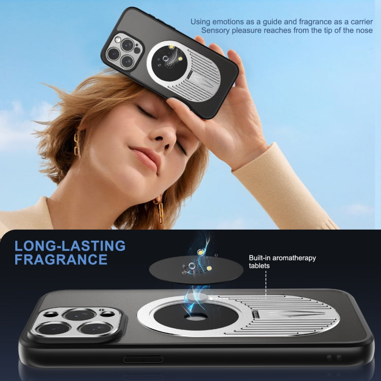 For iPhone 14 Heat Dissipation Aromatherapy MagSafe Holder Phone Case(Silver) - iPhone 14 Cases by buy2fix | Online Shopping UK | buy2fix