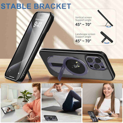 For iPhone 14 Heat Dissipation Aromatherapy MagSafe Holder Phone Case(Purple) - iPhone 14 Cases by buy2fix | Online Shopping UK | buy2fix