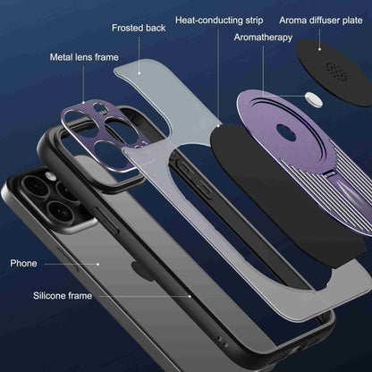 For iPhone 15 Pro Heat Dissipation Aromatherapy MagSafe Holder Phone Case(Purple) - iPhone 15 Pro Cases by buy2fix | Online Shopping UK | buy2fix