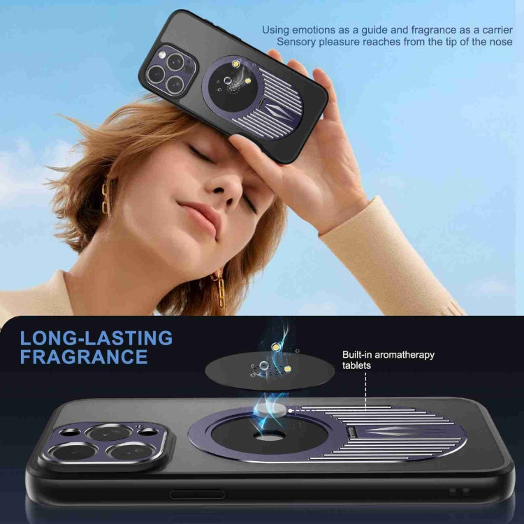 For iPhone 15 Pro Heat Dissipation Aromatherapy MagSafe Holder Phone Case(Purple) - iPhone 15 Pro Cases by buy2fix | Online Shopping UK | buy2fix