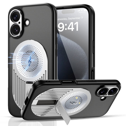 For iPhone 16 Heat Dissipation Aromatherapy MagSafe Holder Phone Case(Silver) - iPhone 16 Cases by buy2fix | Online Shopping UK | buy2fix