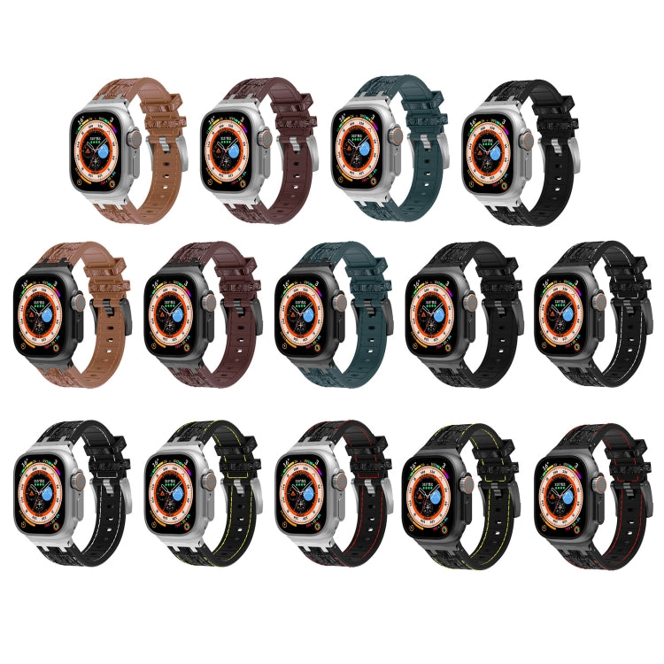 For Apple Watch Series 5 44mm Crocodile Texture Liquid Silicone Watch Band(Black White Black) by buy2fix