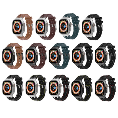 For Apple Watch Series 6 44mm Crocodile Texture Liquid Silicone Watch Band(Black White Black) by buy2fix