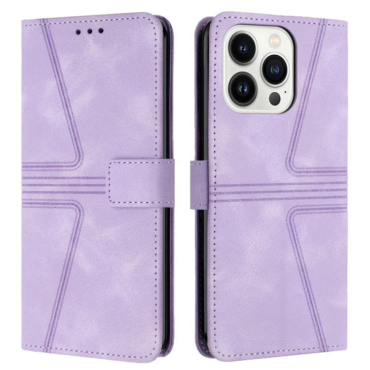 For iPhone 16 Pro Max Triangle Solid Color Leather Phone Case(Purple) by buy2fix