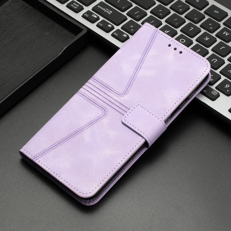 For iPhone 16 Pro Max Triangle Solid Color Leather Phone Case(Purple) by buy2fix