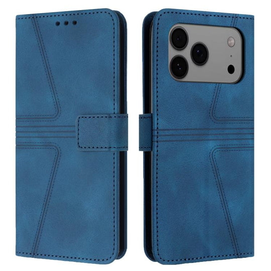 For iPhone 18 Pro Max / 17 Pro Max Triangle Solid Color Leather Phone Case(Blue)