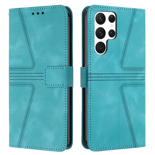 For Samsung Galaxy S24 Ultra 5G Triangle Solid Color Leather Phone Case(Green)