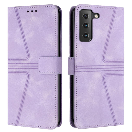 For Samsung Galaxy S21 5G Triangle Solid Color Leather Phone Case(Purple)