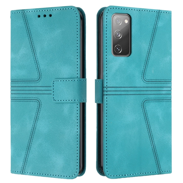 For Samsung Galaxy S20 FE 5G Triangle Solid Color Leather Phone Case(Green) by buy2fix