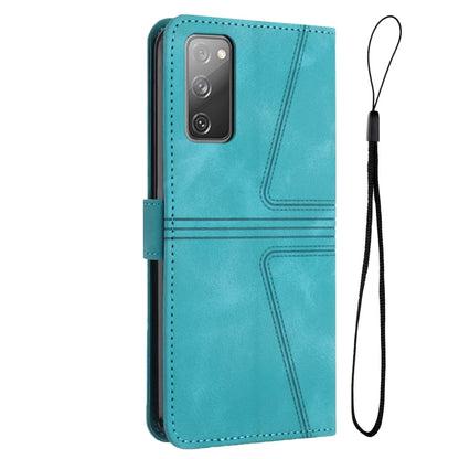 For Samsung Galaxy S20 FE 5G Triangle Solid Color Leather Phone Case(Green) by buy2fix