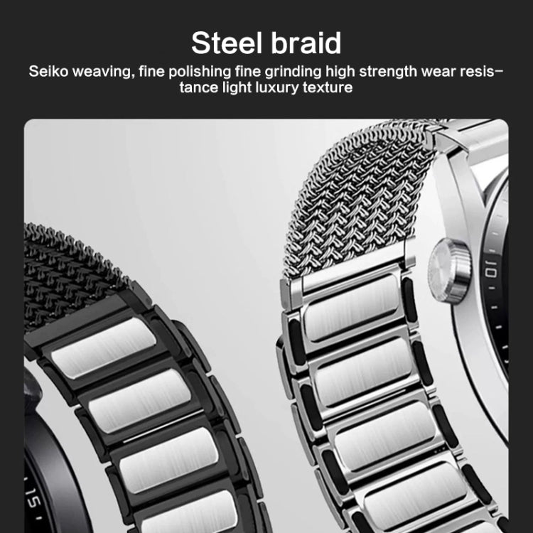 For Huawei Watch 4 / 4 Pro 22mm Magnetic Clasp Braided Chain Stainless Steel Watch Band(Titanium Gray) by buy2fix