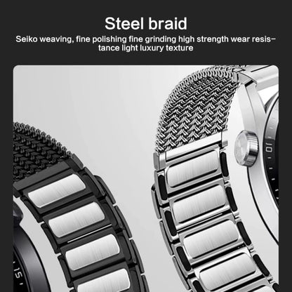 For Huawei Watch 4 / 4 Pro 22mm Magnetic Clasp Braided Chain Stainless Steel Watch Band(Titanium Gray) by buy2fix