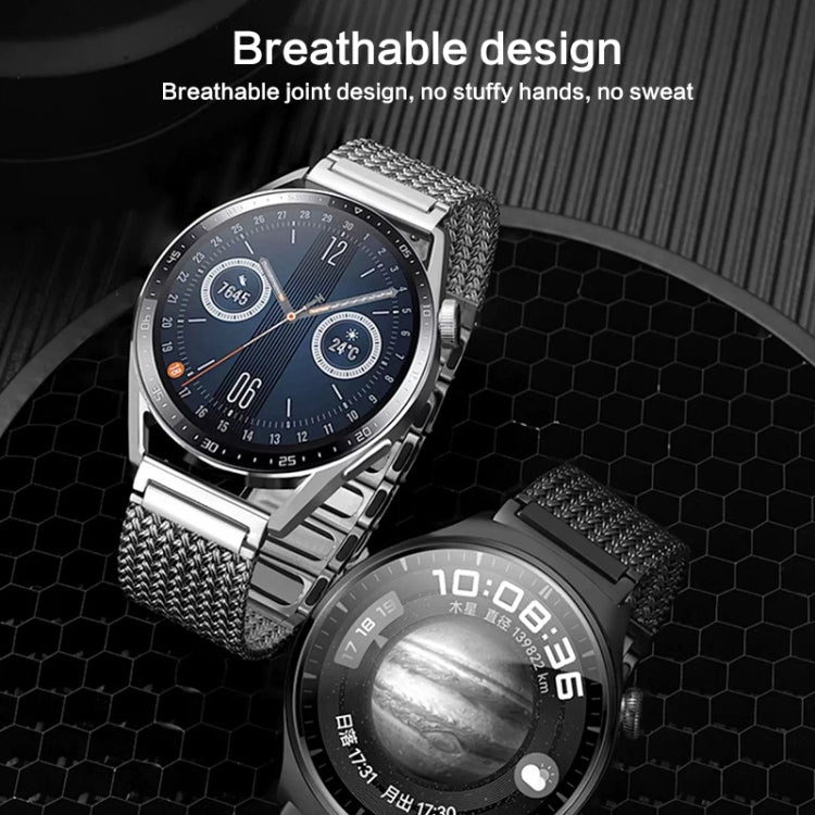 For Huawei Watch 4 / 4 Pro 22mm Magnetic Clasp Braided Chain Stainless Steel Watch Band(Black) by buy2fix