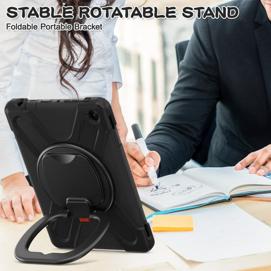 For Amazon Kindle Fire HD10 2023 Silicone Hybrid PC Tablet Case with Holder & Shoulder Strap(Black) - Amazon by buy2fix | Online Shopping UK | buy2fix