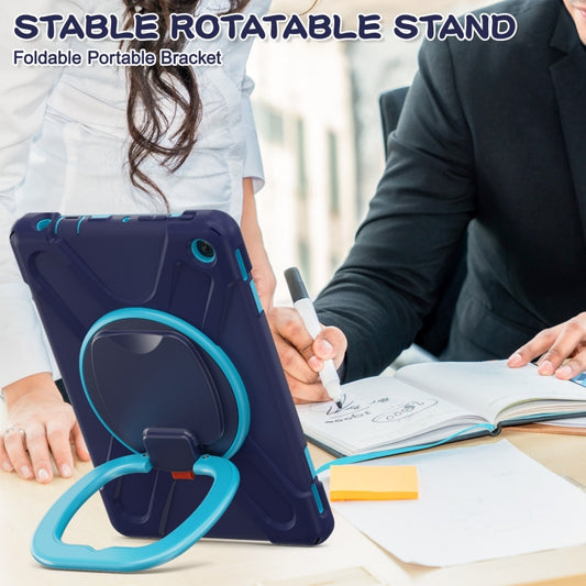 For Amazon Kindle Fire HD10 2023 Silicone Hybrid PC Tablet Case with Holder & Shoulder Strap(Navy Blue) - Amazon by buy2fix | Online Shopping UK | buy2fix