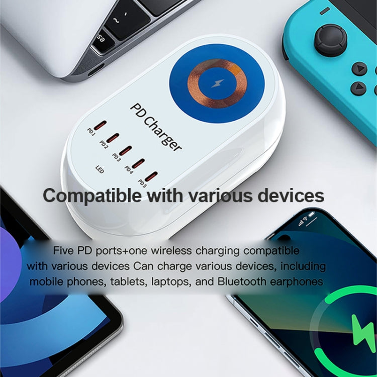 WLX-810C 140W GaN PD Multi-port Charger, Support Wireless Fast Charging(White) by buy2fix