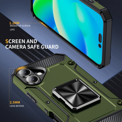 For iPhone 16 Pro Max Shockproof Metal Holder Phone Case(Olive Green) by buy2fix